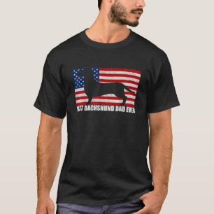 T-shirt Mens Meilleur DachshundDad jamais American Flag Ts