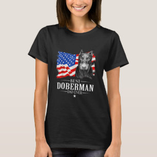 T-shirt Mens Meilleur Doberman Papa jamais American Flag P
