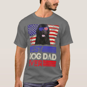T-shirt Mens Meilleur Terre-Neuve Papa Jamais American Fla