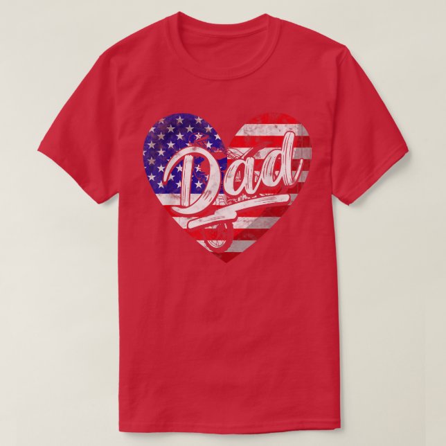 T-shirt Mens Men Patriotique Drapeau Américain Coeur Motoc (Design devant)