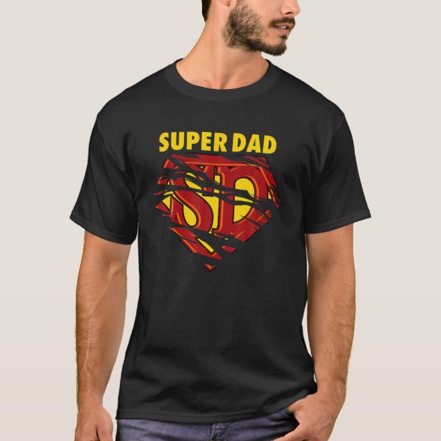 T-shirt Mens Men Super Dad Shield, Cadeau de Vêtem (Devant)