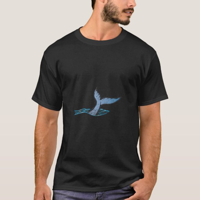 T-shirt Mens Mens Baleine Queue En Vagues, Orca Ocean (Devant)