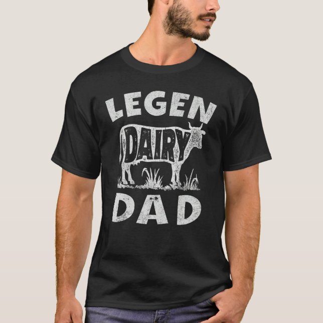 T-shirt Mens Mens Legen Dairy Dad Cow Farmer Farming (Devant)