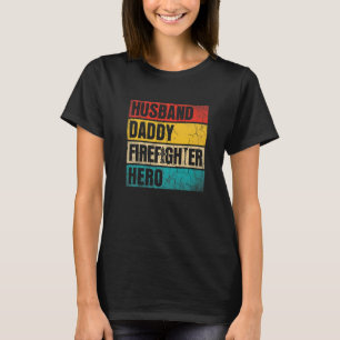 T-shirt Mens Mens Mari papa pompier Hero Père