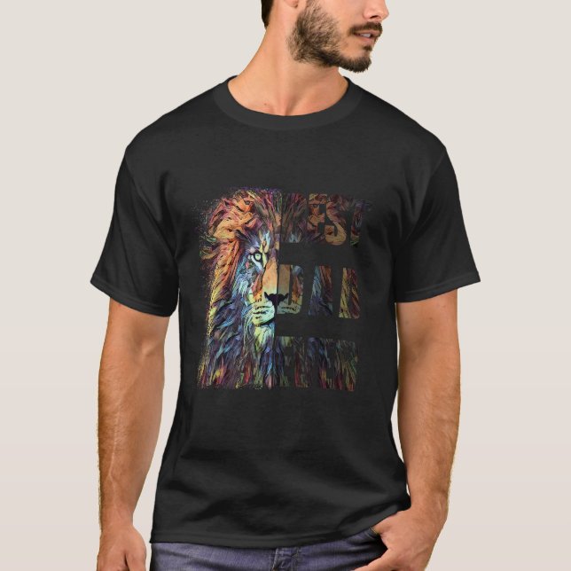 T-shirt Mens Mens Meilleur Papa Jamais Lion (Devant)