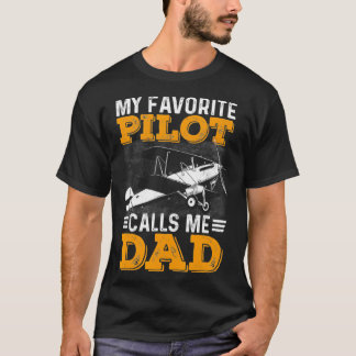 T-shirt Mens Mens Mon Pilote Préféré M'Appelle Papa Funny