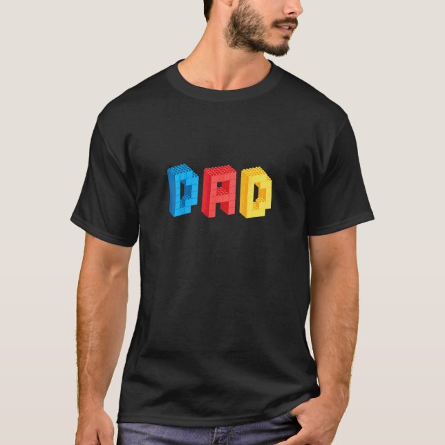 T-shirt Mens Mens Papa Brick Builder Blocks Master Builder (Devant)