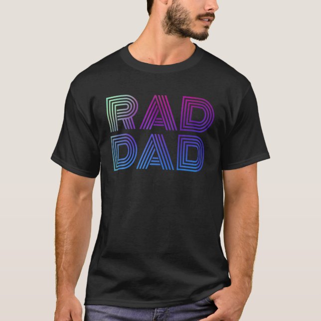 T-shirt Mens Mens Rad Dad 1980'S Retro Fête des pères (Devant)