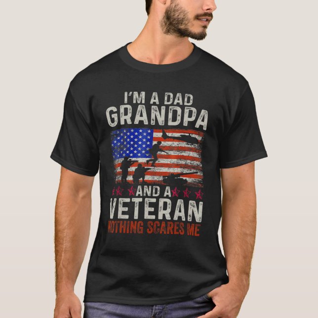 T-shirt Mens Mens Retro Je suis papa grand-père et vétéran (Devant)