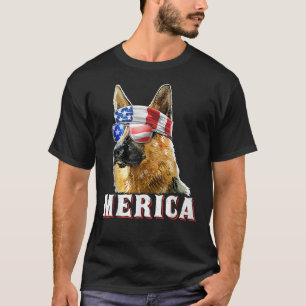 T-shirt Mens Merica Berger Allemand Chien Le Juillet Améri