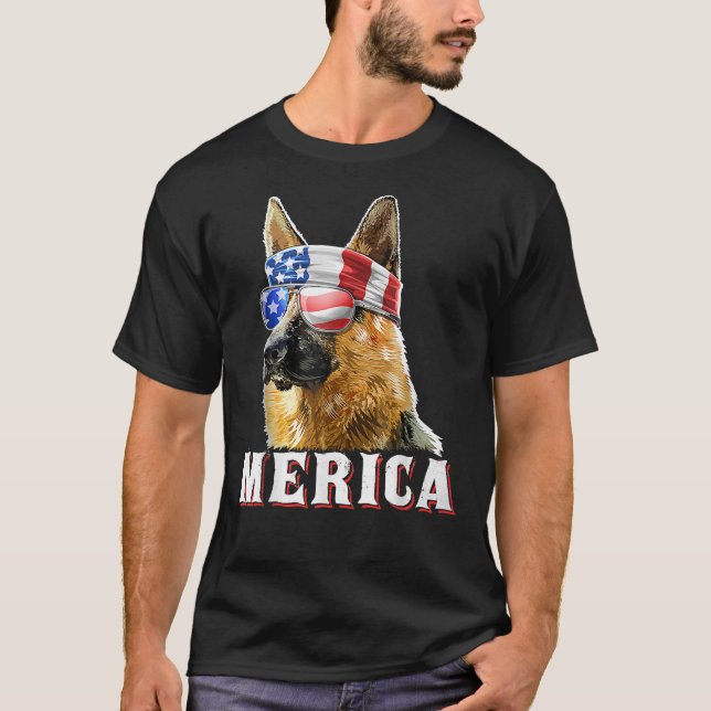 T-shirt Mens Merica Berger Allemand Chien Le Juillet Améri (Devant)