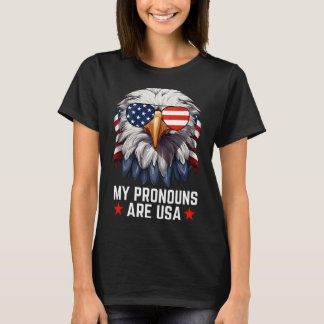T-shirt Mens Mes Pronounes Sont Usa Funny Eagle 4 juillet