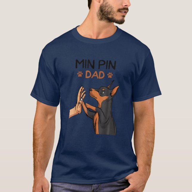 T-shirt Mens Min Pin Papa Miniature Pinscher Dog Père (Devant)