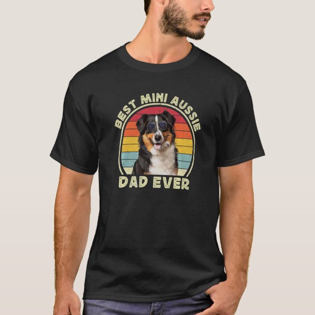 T-shirt Mens Mini Miniature Aussie Papa Australien Berger (Devant)