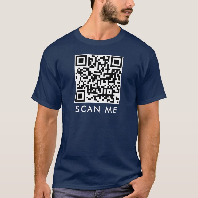T-shirt Mens Modern Elegant QR Code Scan Me Modèle (Devant)