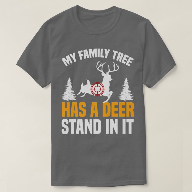T-shirt Mens Mon Arbre Familial A Un Deer Stand Dans Il Ch (Design devant)