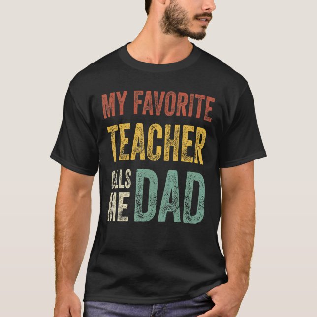 T-shirt Mens Mon Enseignant Favori M'Appelle Papa Fath Vin (Devant)