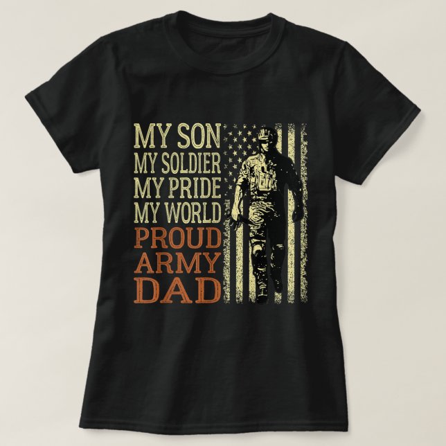 T-shirt Mens Mon Fils Est Un Héros Soldat Fière Armée Papa (Design devant)