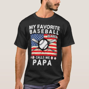 T-shirt Mens Mon Joueur De Baseball Préféré M'Appelle Papa
