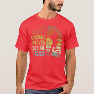 T-shirt Mens Mon Joueur De Baseball préféré m'appelle Papa