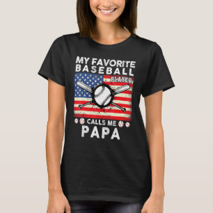 T-shirt Mens Mon Joueur De Baseball Préféré M'Appelle Papa