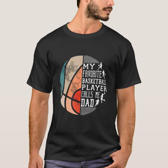 T-shirt Mens Mon Joueur De Basket Favori M'Appelle Papa Ba (Devant)