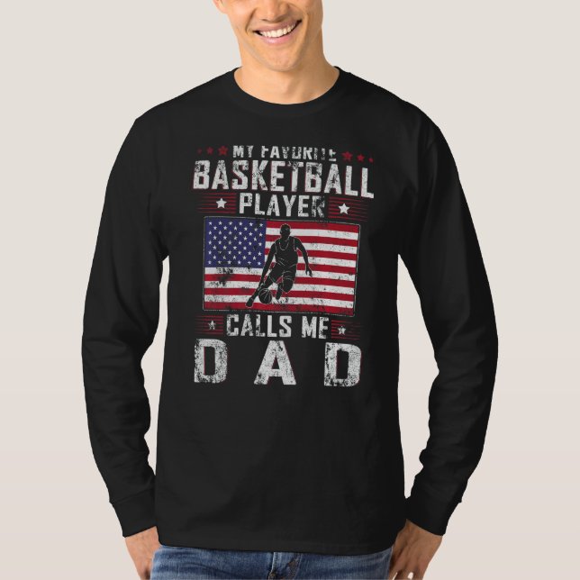 T-shirt Mens Mon Joueur De Basket Favori M'Appelle Papa Fa (Devant)