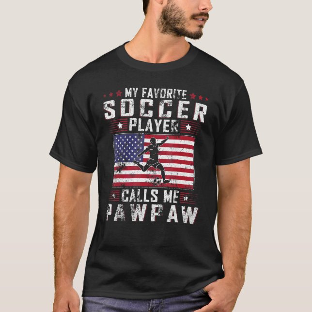 T-shirt Mens Mon Joueur De Football favori M'Appelle Pawpa (Devant)
