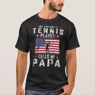 T-shirt Mens Mon Joueur De Tennis Favori M'Appelle Papa Fa