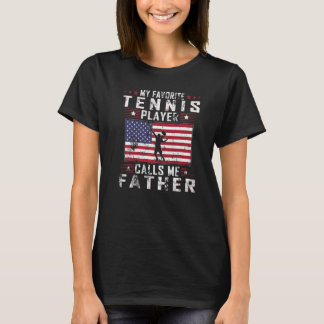 T-shirt Mens Mon Joueur De Tennis Favori M'Appelle Père Gr