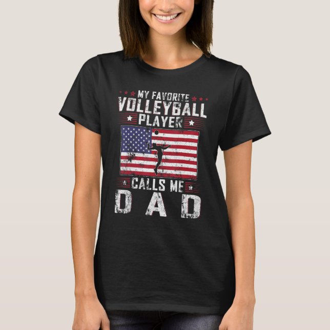 T-shirt Mens Mon Joueur De Volley-ball favori m'appelle Pa (Devant)