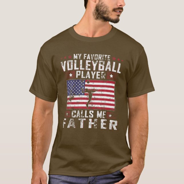 T-shirt Mens Mon Joueur De Volley-ball favori m'appelle pè (Devant)