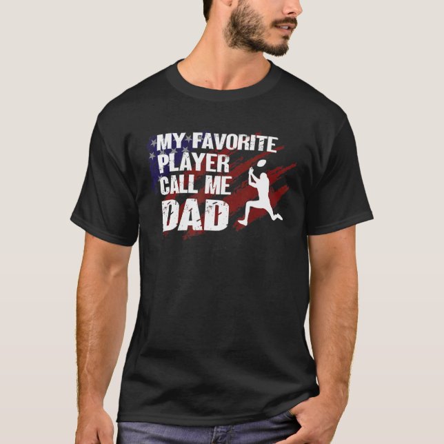 T-shirt Mens Mon Joueur Favori Appelez-Moi Papa Papa Améri (Devant)