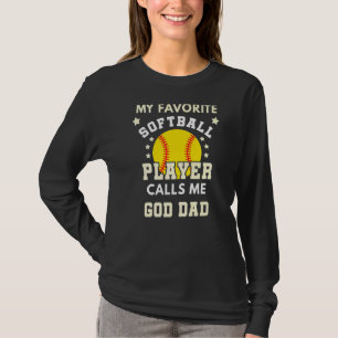 T-shirt Mens Mon Joueur favori de softball m'appelle Dieu