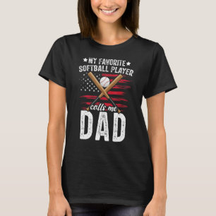 T-shirt Mens Mon Joueur favori de softball m'appelle Papa