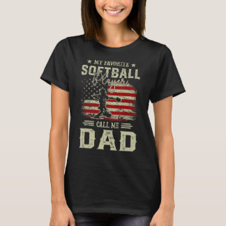 T-shirt Mens Mon Joueur favori de softball m'appelle Papa 