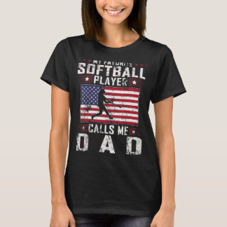 T-shirt Mens Mon Joueur favori de softball m'appelle Papa 