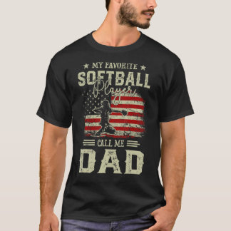 T-shirt Mens Mon Joueur favori de softball m'appelle Papa 