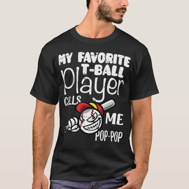 T-shirt Mens Mon Joueur Favori T-Ball Me Appelle Pop Pop F (Devant)