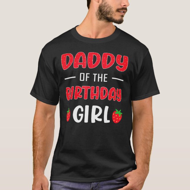 T-shirt Mens Motif de fraise papa de la fille d'anniversai (Devant)