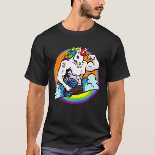T-shirt Mens Muscular Buff Unicorn Arc-en-ciel, Poids