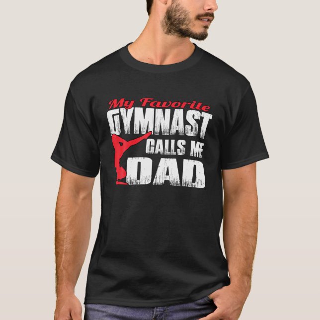 T-shirt Mens My Favori Gymnast M'Appelle Papa Gymnastic Da (Devant)