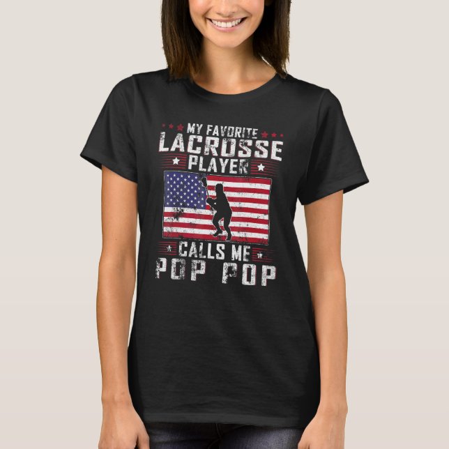 T-shirt Mens My Favori Lacrosse Player Me Appelle Pop Pop (Devant)