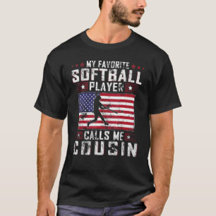 T-shirt Mens My Favori Softball Player Me Appelle Cousin F