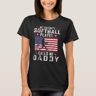 T-shirt Mens My Favori Softball Player Me Appelle Daddy Fa