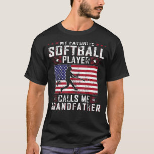 T-shirt Mens My Favori Softball Player Me Appelle Grandfat