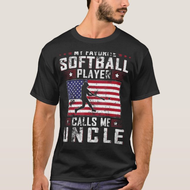 T-shirt Mens My Favori Softball Player Me Appelle Oncle Fa (Devant)
