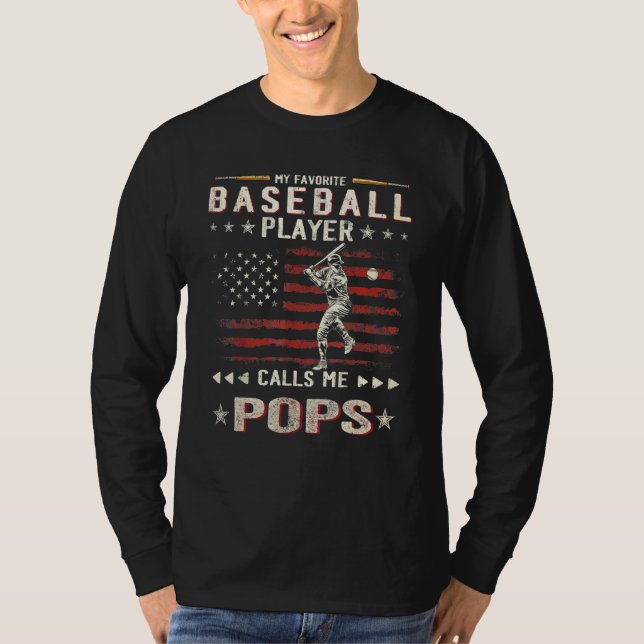 T-shirt Mens My Favorite Baseball Player Calls Me Pops Ame (Devant)