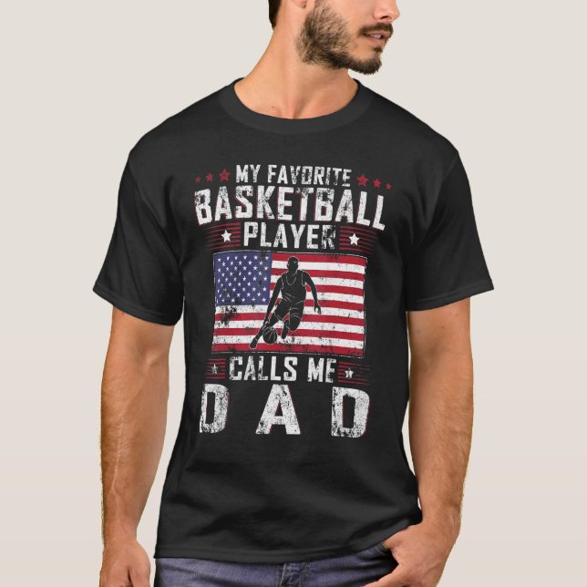 T-shirt Mens My Favorite Basketball Player Calls Me Dad Fa (Devant)