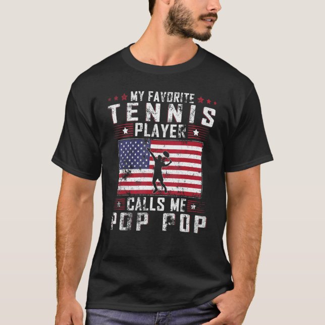 T-shirt Mens My Favorite Tennis Player Calls Me Pop Pop Fa (Devant)